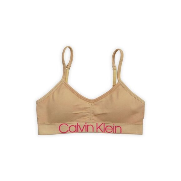 Calvin Klein Big Girls Printed Rushed Seamless Crop Bra - Nude, Size M, NWT - Picture 1 of 4